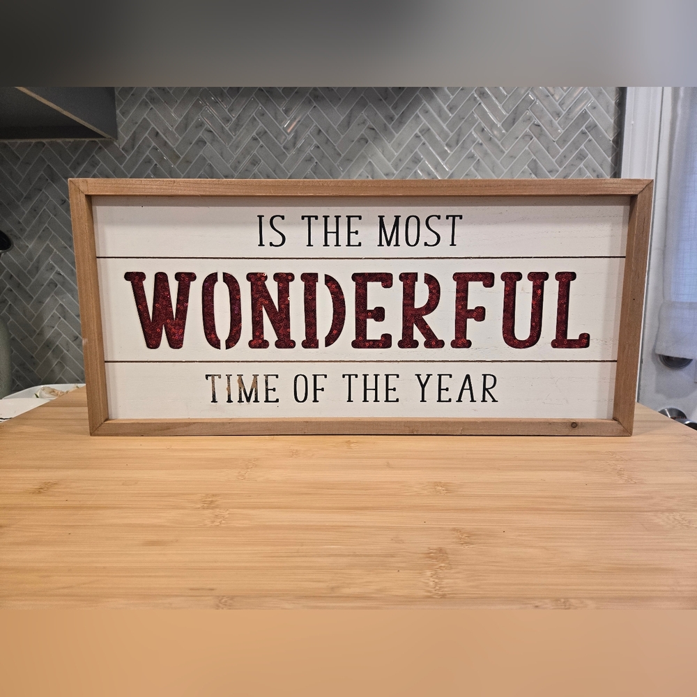 Wooden‎ Framed Holiday Sign - Like New